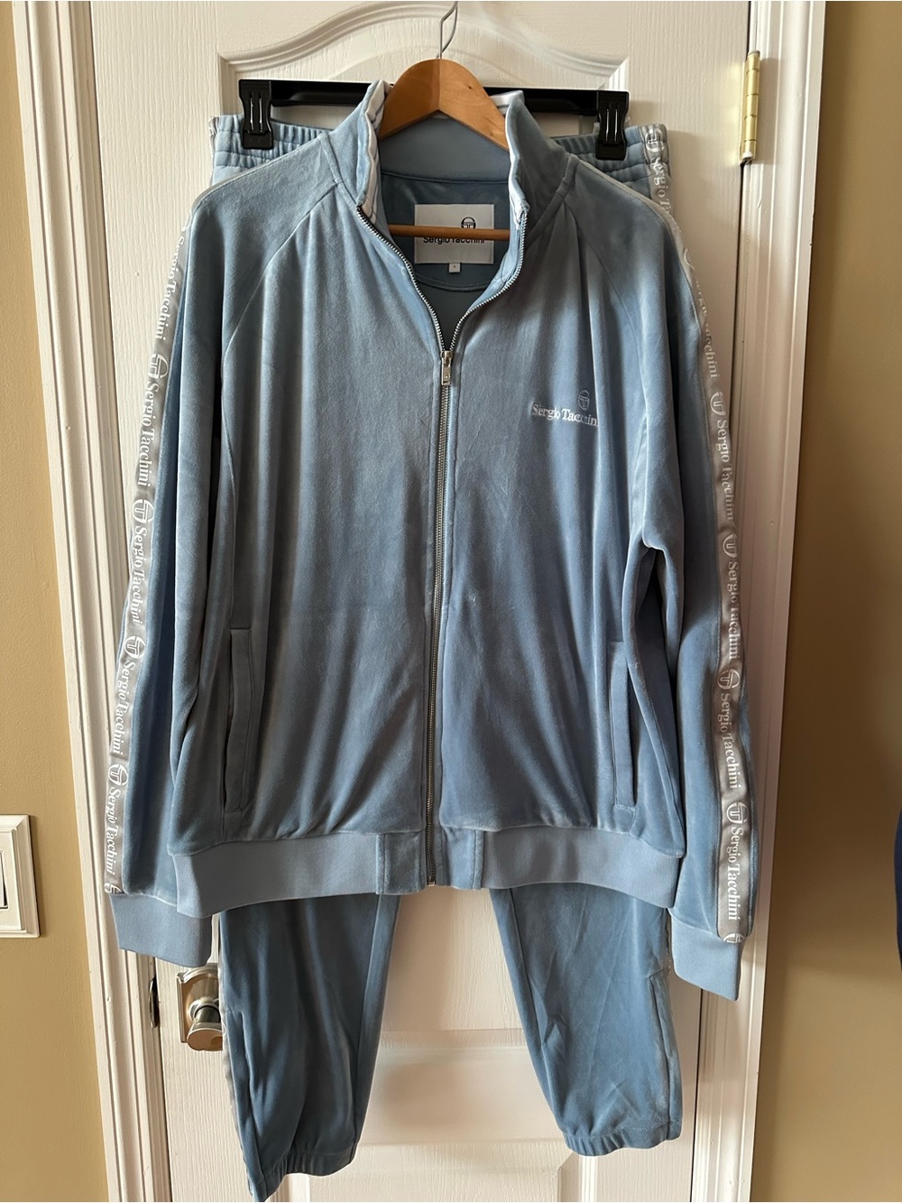 Sergio Tacchini  Light Blue Velour Tracksuit Jacket & Pants